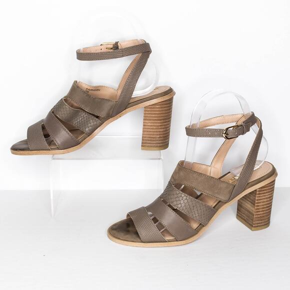 Tahari Heeled Sandals Fairhaven Strappy Minimalist Cottage Quiet Luxury Earthy 7 - Picture 2 of 6